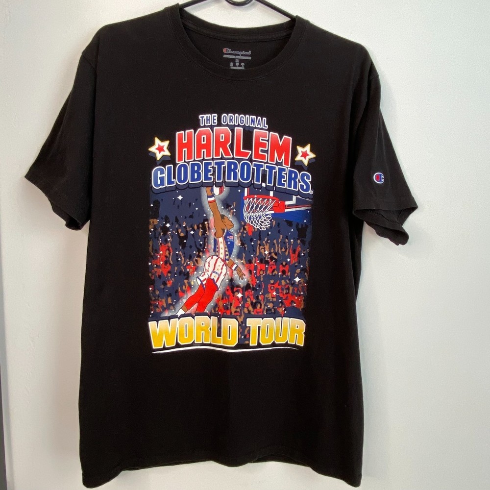 💎Champion Harlem Globetrotters  World Tour Tee Shirt Black Size Medium